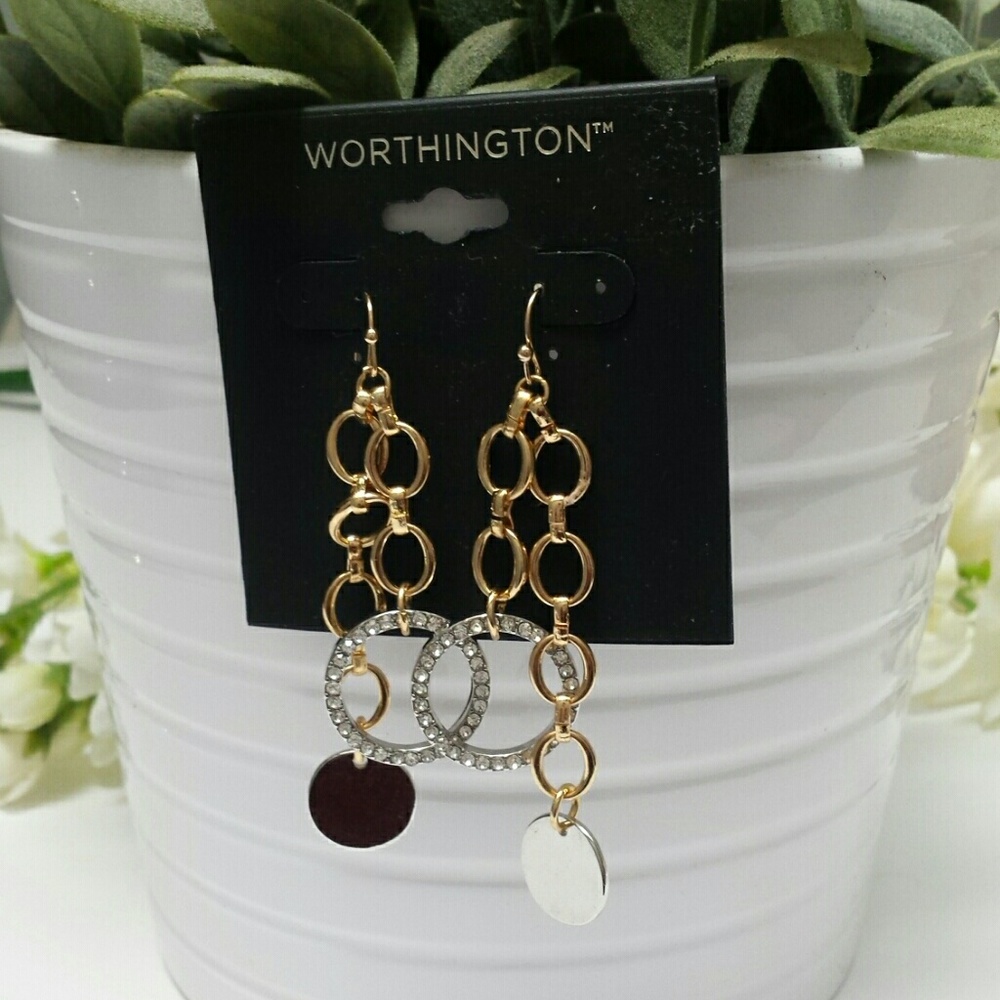 SILVER AND GOLD DISK EARRINGS - Picture 5 of 6